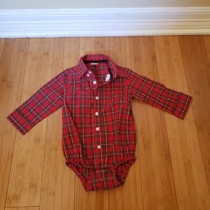 Carter's Red Plaid 12 month onesie